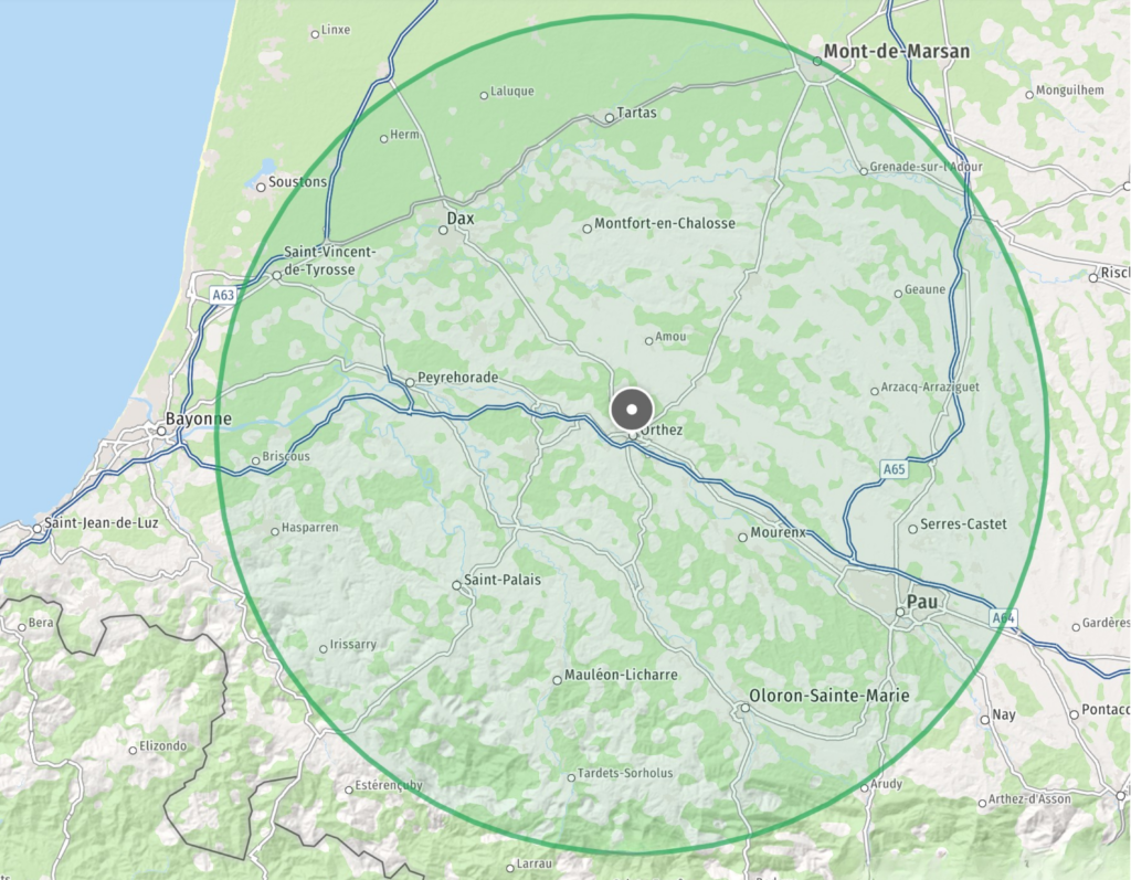 Secteur d’intervention de l’éducateur spécialisé à domicile à Orthez et dans un rayon de 50 km.